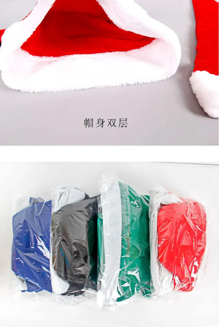 Christmas Black Red Plush Hat Santa Novelty Hat Kids Christmas Decorations For New Year Home Santa Claus Gift Party Supplies