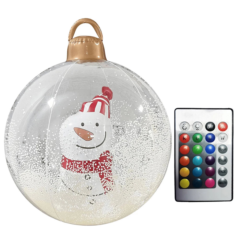 60cm Inflatable Christmas Ball With Light Santa Claus Snowman Christmas Tree Giant Big Large Christmas Balls Ornament Xmas Decor