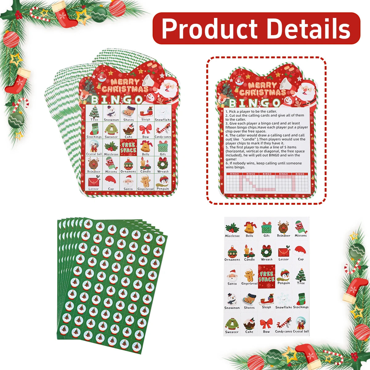 Christmas Cartoon Bingos Game Cards Merry Christmas Decoration for Home 2025 Bingo Game Set Navidad Natal New Year Gift 2026