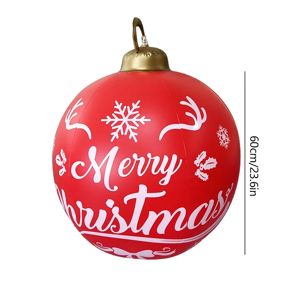 60cm Giant Inflatable Christmas Balls PVC Giant Big Large Balls Xmas Tree Decorations Toy Outdoor Xmas Holiday Yard Lawn Balls