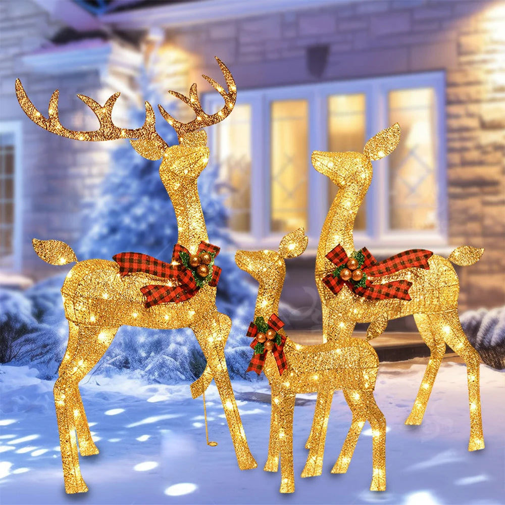 Christmas decorations Christmas Glow deer decorations mother and son deer ornaments Outdoor layout reindeer lights