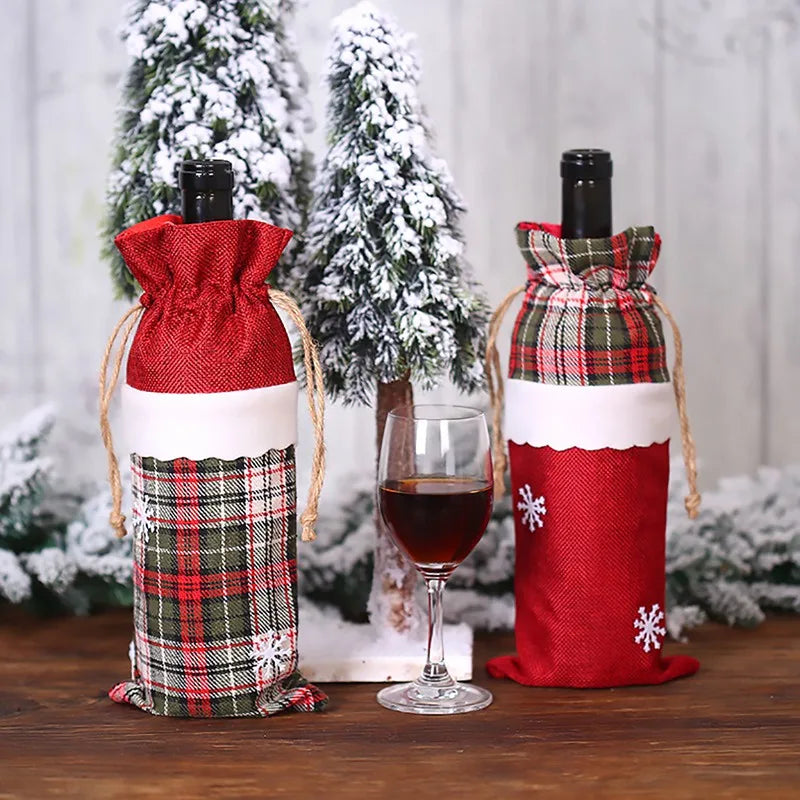 Christmas Wine Bottle Cover Merry Christmas Decoration For Home 2024 Christmas Ornaments Decor Happy New Year 2025 Navid Noel