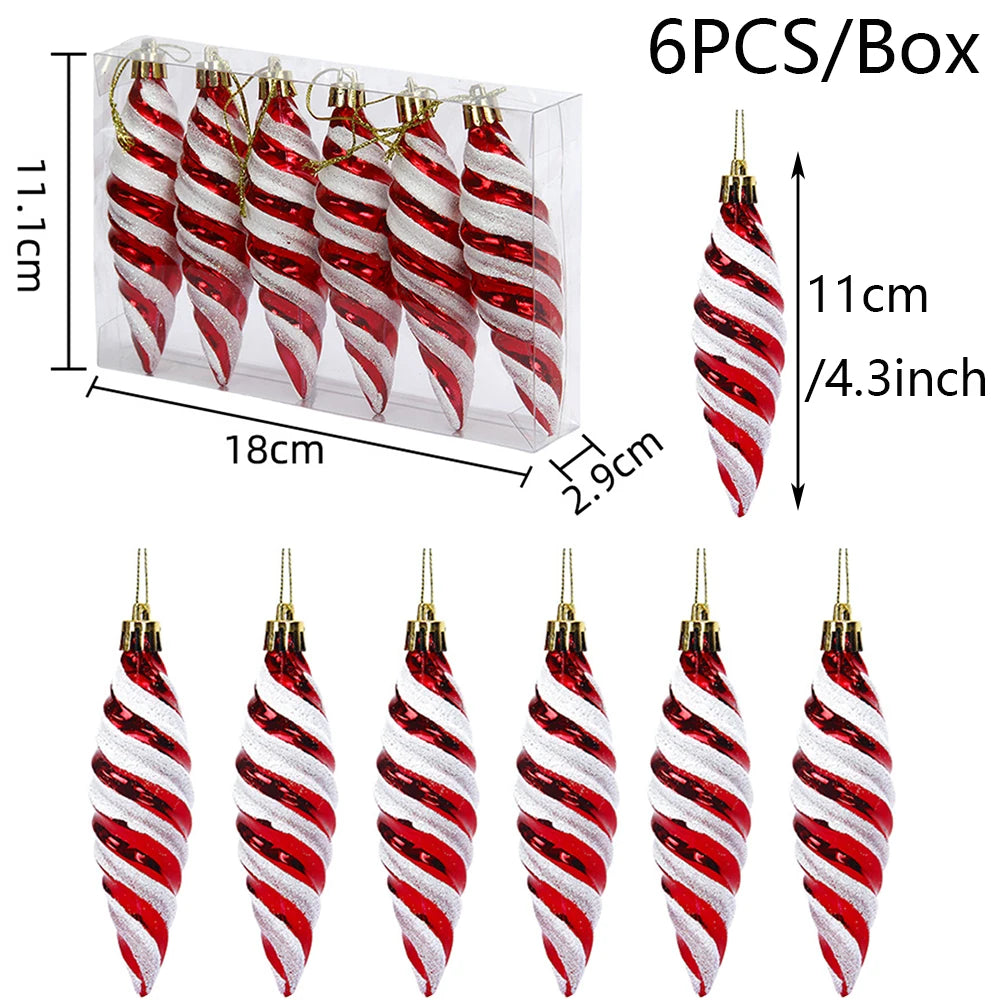Christmas Candy Ornament Set Xmas Tree Decor Hanging Red Christmas Party Lollipop Candy Cane Pendant Decorations New Year Gift