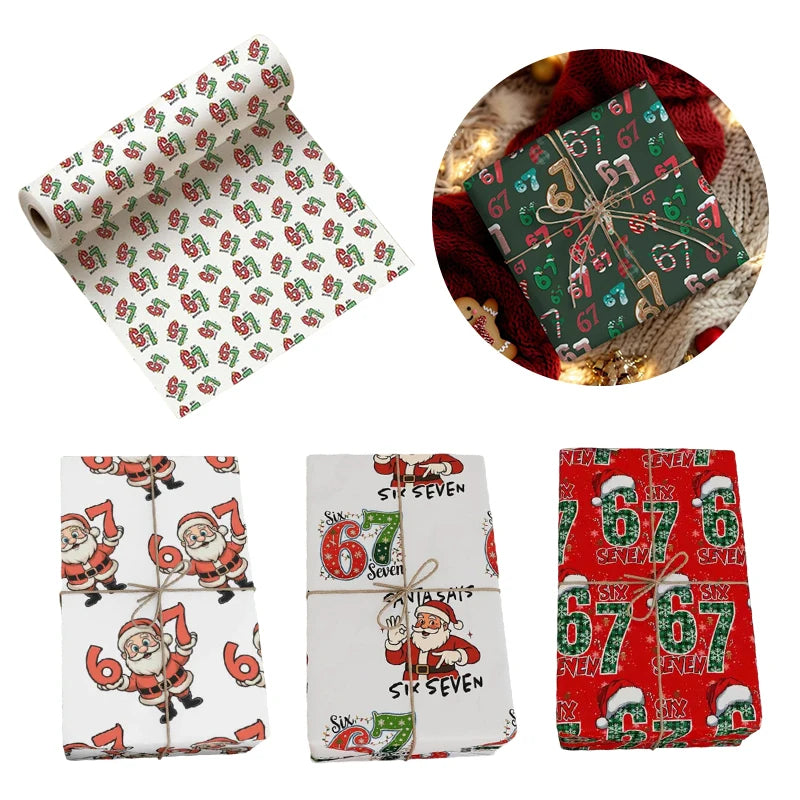 67 Christmas Wrapping Paper, 6 7 Wrapping Paper, 67 Funny Christmas Gift Wrap For Kids, Santa 67