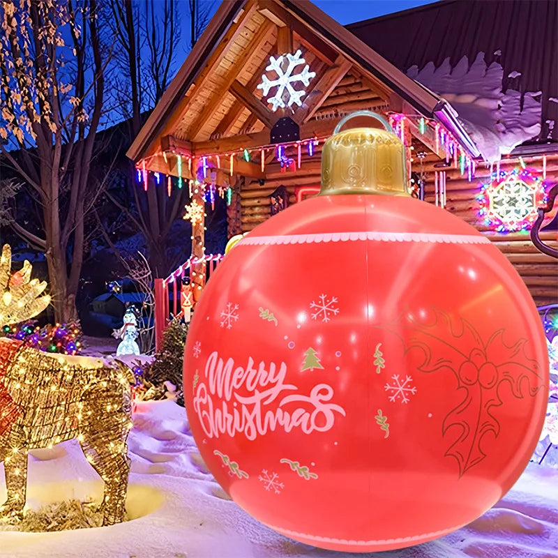 Inflatable Christmas Ball Large Xmas Inflatable Ornaments PVC Outdoor Holiday Blow Ball Outside Yard Lawn Porch Decorations