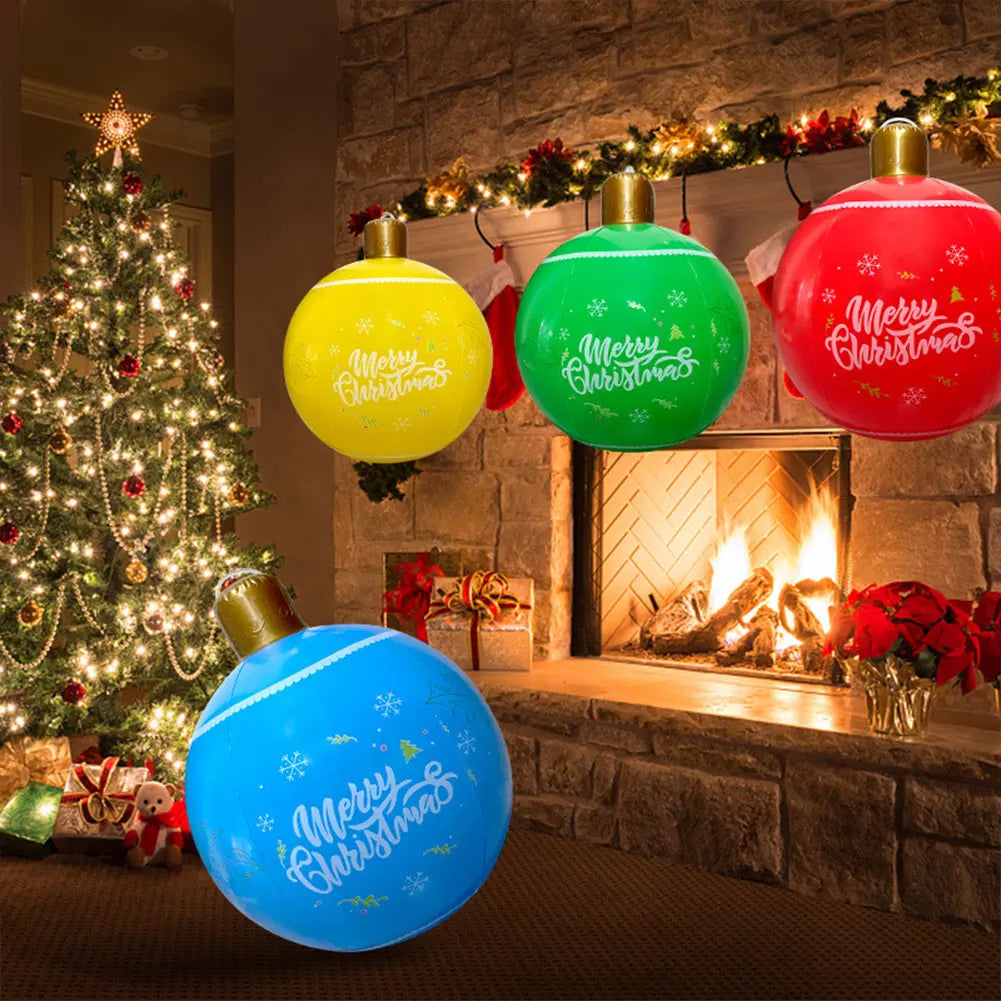 24 Inch PVC Inflatable Christmas Ball Outdoor Christmas Decorations Christmas Decorations Ball Holiday Yard Lawn Porch Decor