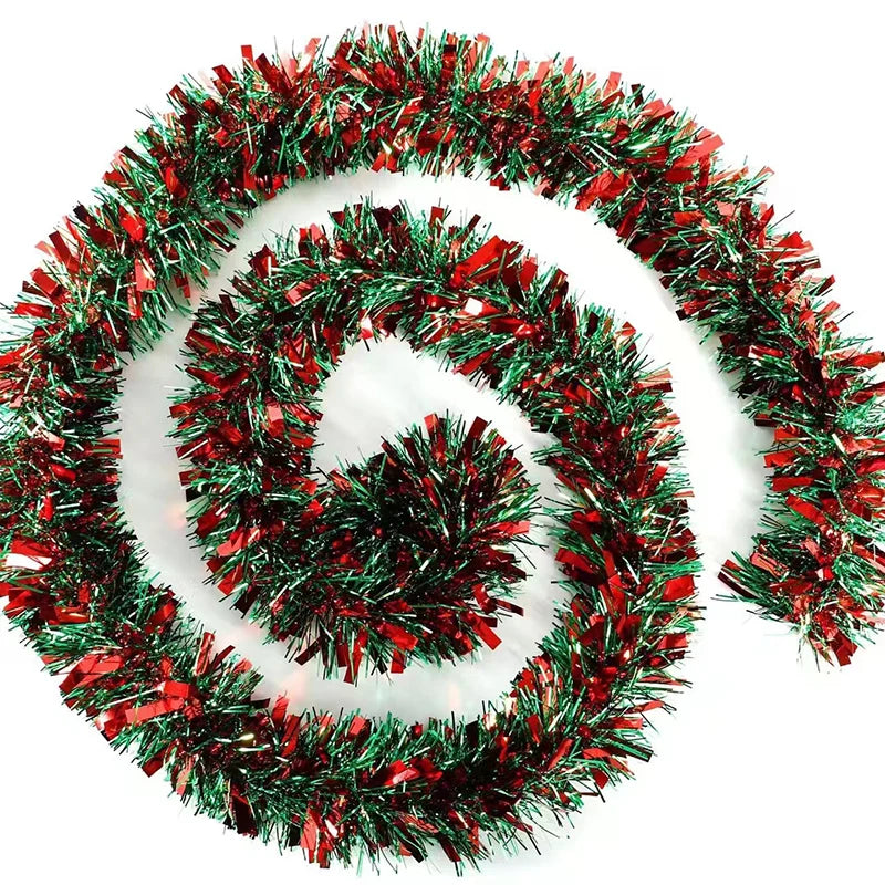 2Meters Christmas Tinsel Garland Red Green Strip Ribbon for Xmas Tree Hanging Ornaments Home Decoration New Year Party Supplies
