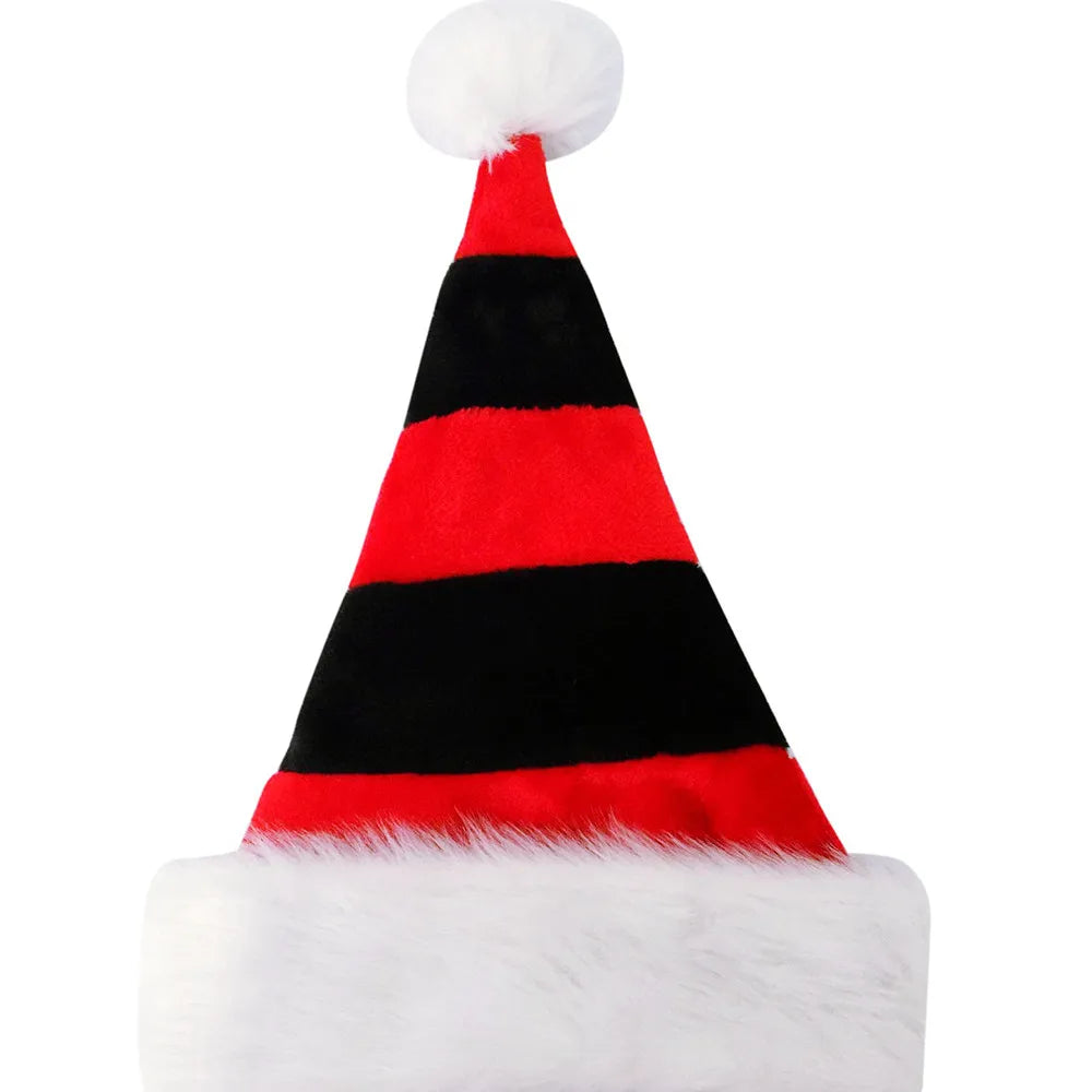Christmas Black Red Plush Hat Santa Novelty Hat Kids Christmas Decorations For New Year Home Santa Claus Gift Party Supplies