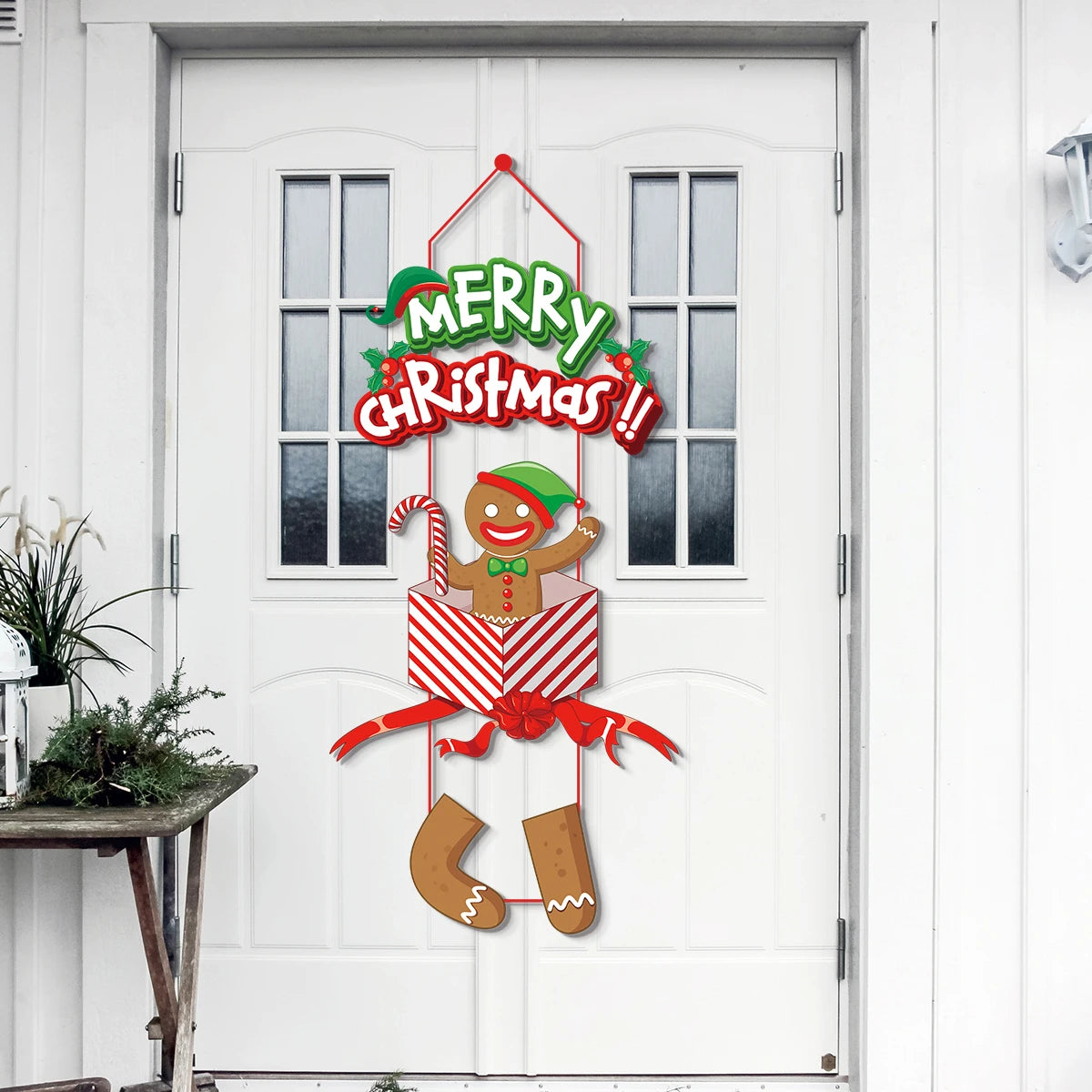 Merry Christmas Hanging Flag Porch Door Banner Santa Claus Snowman for Home Ornaments Door Decoration Supplies New Year Decor