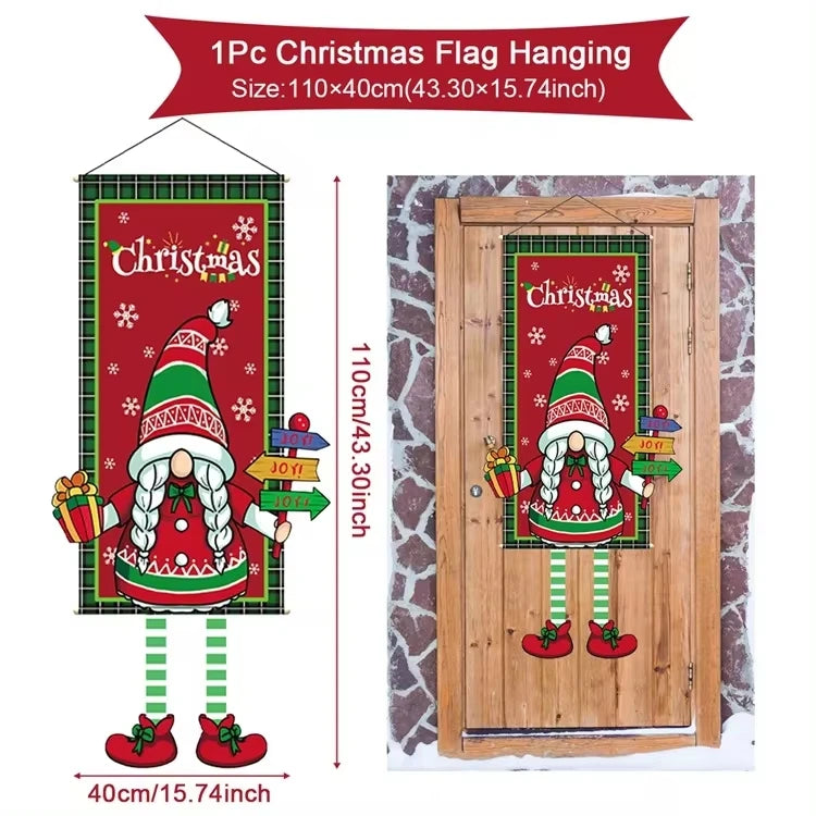 Merry Christmas Hanging Flag Christmas Decorations For Home 2024 Christmas Door Banner Xmas Gifts Navidad Happy New Year 2025