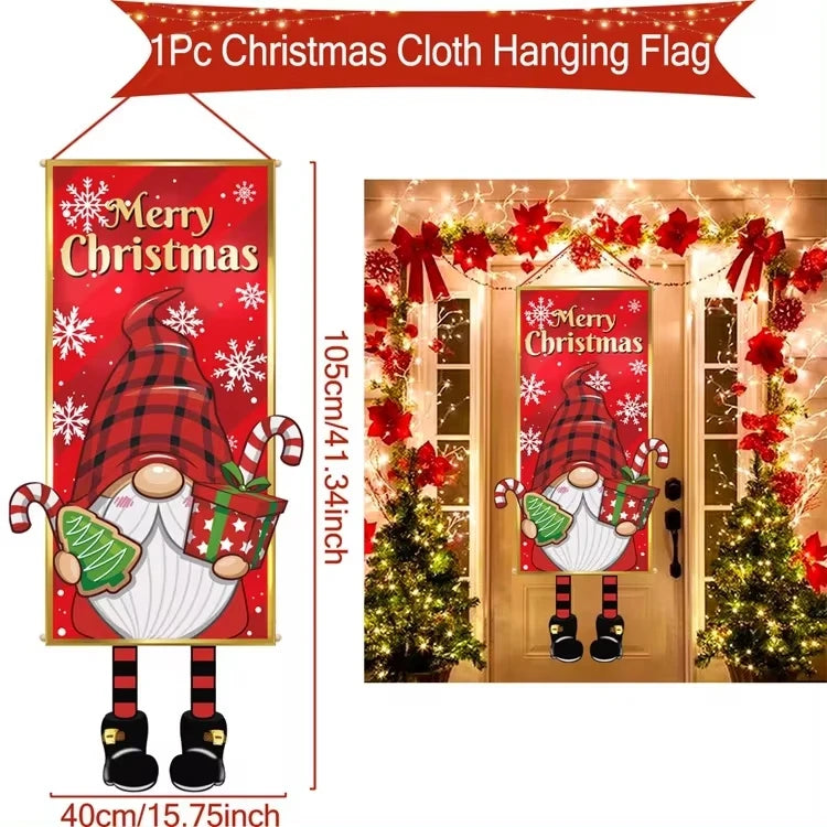 Merry Christmas Hanging Flag Christmas Decorations For Home 2024 Christmas Door Banner Xmas Gifts Navidad Happy New Year 2025