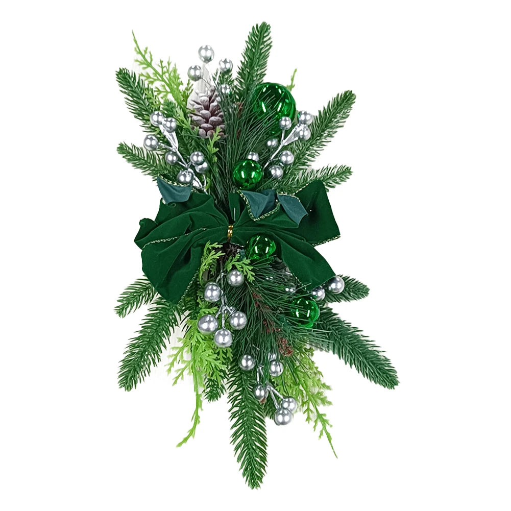 Door Stairs Wreath Christmas Wreath Hanging Pendants Artificial Flowers Stairway Swag Trim Garland Christmas Decorations 2024