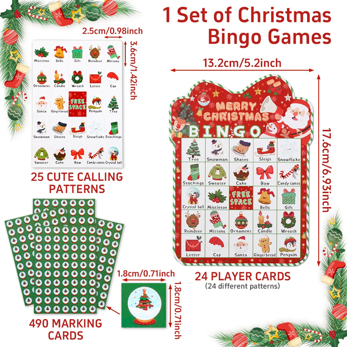 Christmas Cartoon Bingos Game Cards Merry Christmas Decoration for Home 2025 Bingo Game Set Navidad Natal New Year Gift 2026