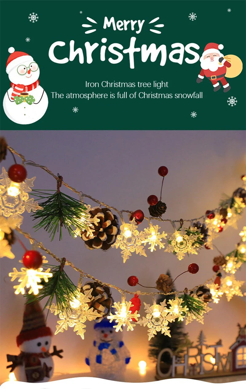 Christmas LED Light String Santa Claus Elk Snowman Xmas Ornament String Light Christmas Decorations 2025 New Year Navidad Gift