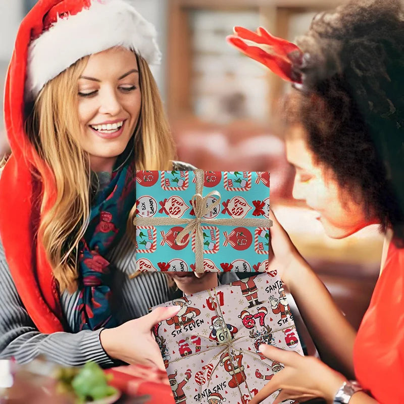 67 Santa-themed Christmas Wrapping Paper, 6 7 Children's Gift Wrap, 67 Humorous Christmas Wrap