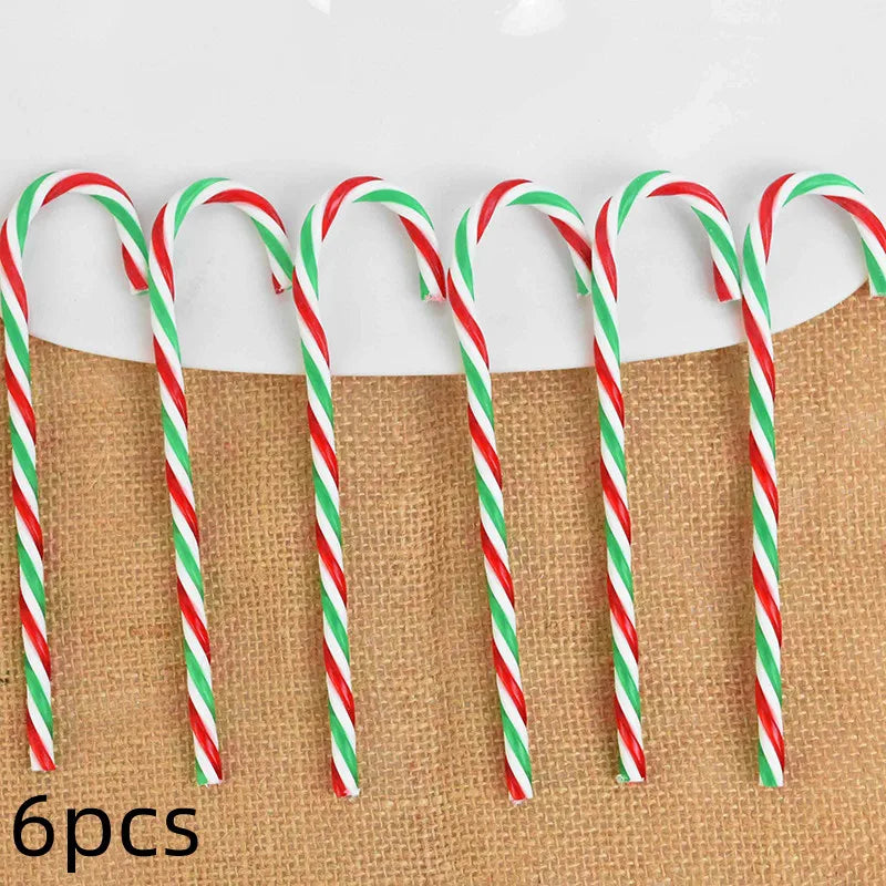 6pcs Christmas Candy Cane Pendants Red Candy Crutch Xmas Tree Hanging Decoration For Home New Year Gifts Navidad Noel Ornaments