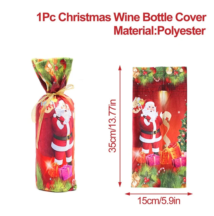 Christmas Wine Bottle Cover Merry Christmas Decoration For Home 2024 Christmas Ornaments Decor Happy New Year 2025 Navid Noel