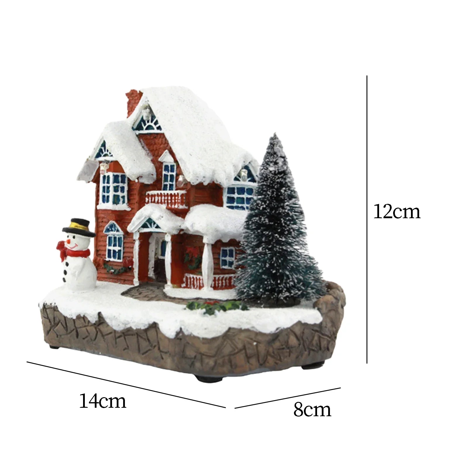 Christmas Luminous House Ornaments Scene Figurine Snow House Figurine Party Favors LED Light and Music for Home Holiday Table