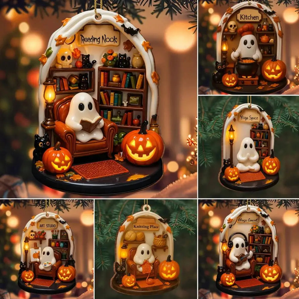 Cute Halloween Decorations Warm Halloween Ornaments Spooky Halloween Ghost Ornaments for Indoor Home Decor Acrylic for Reading