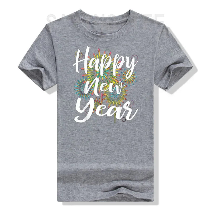 New Years Eve Happy New Year 2025 Gift Fireworks T-Shirt for Women Men Family Matching Outfits Cute Present Aesthetic Clothes