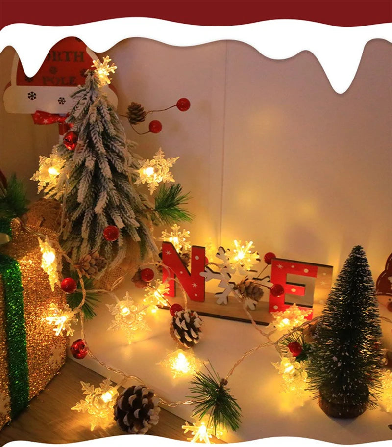 Christmas LED Light String Santa Claus Elk Snowman Xmas Ornament String Light Christmas Decorations 2025 New Year Navidad Gift