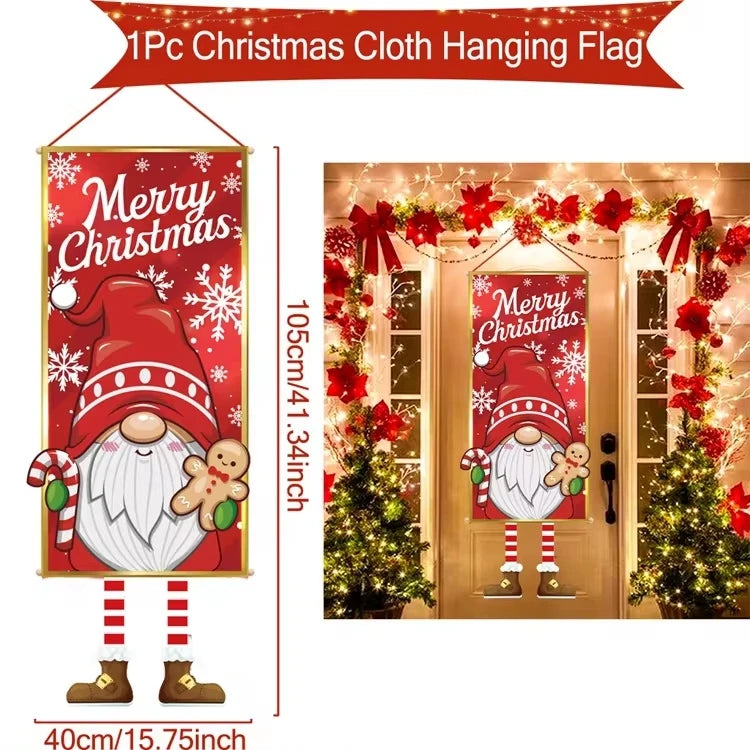 Merry Christmas Hanging Flag Christmas Decorations For Home 2024 Christmas Door Banner Xmas Gifts Navidad Happy New Year 2025