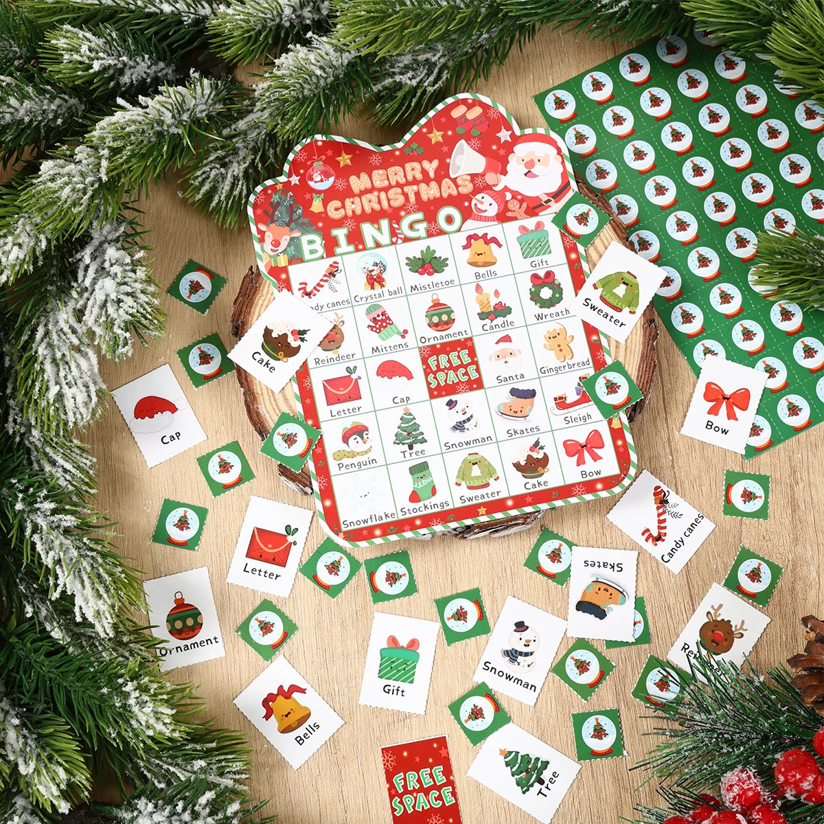 Christmas Cartoon Bingos Game Cards Merry Christmas Decoration for Home 2025 Bingo Game Set Navidad Natal New Year Gift 2026