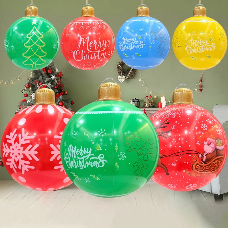 Inflatable Christmas Ball Large Xmas Inflatable Ornaments PVC Outdoor Holiday Blow Ball Outside Yard Lawn Porch Decorations