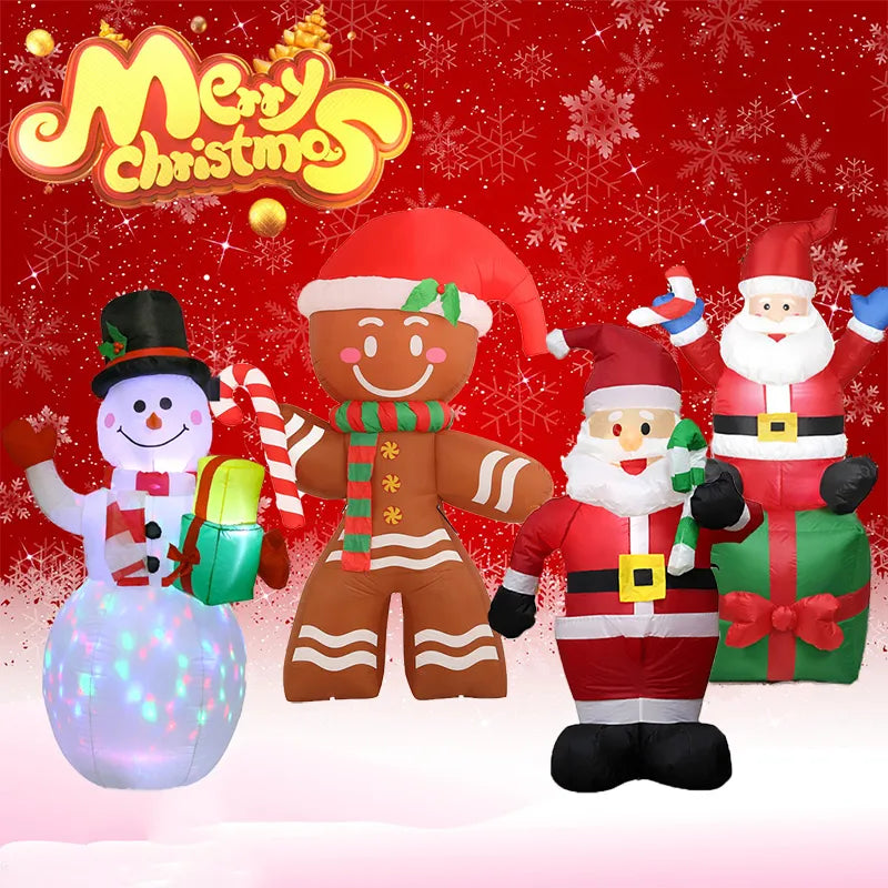 Christmas Inflatable Decoration Toy Built-in LED Lights Inflatable Model Indoor Outdoor Ornament Xmas Party New Year Garden Deco