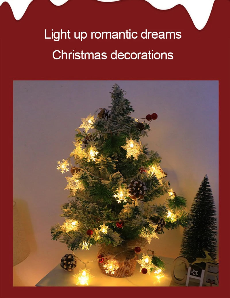Christmas LED Light String Santa Claus Elk Snowman Xmas Ornament String Light Christmas Decorations 2025 New Year Navidad Gift