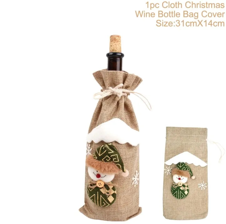 Christmas Wine Bottle Cover Merry Christmas Decoration For Home 2024 Christmas Ornaments Decor Happy New Year 2025 Navid Noel