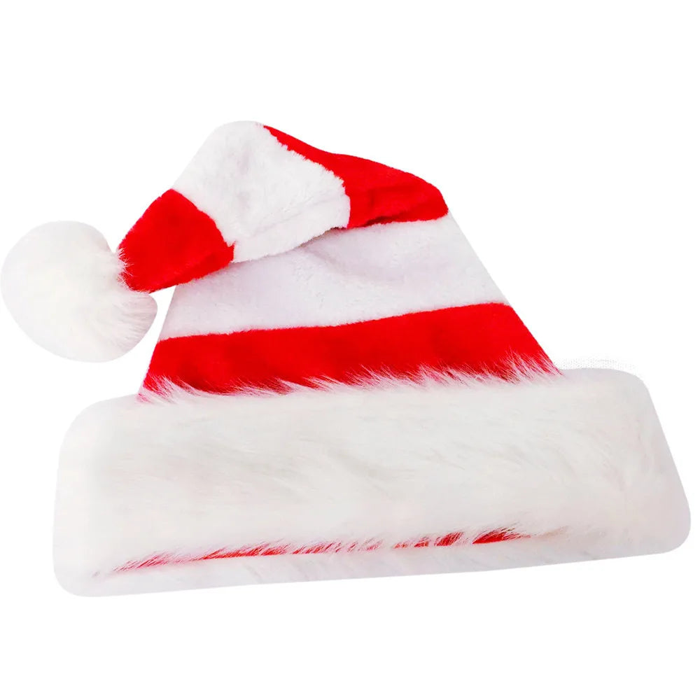 Christmas Black Red Plush Hat Santa Novelty Hat Kids Christmas Decorations For New Year Home Santa Claus Gift Party Supplies