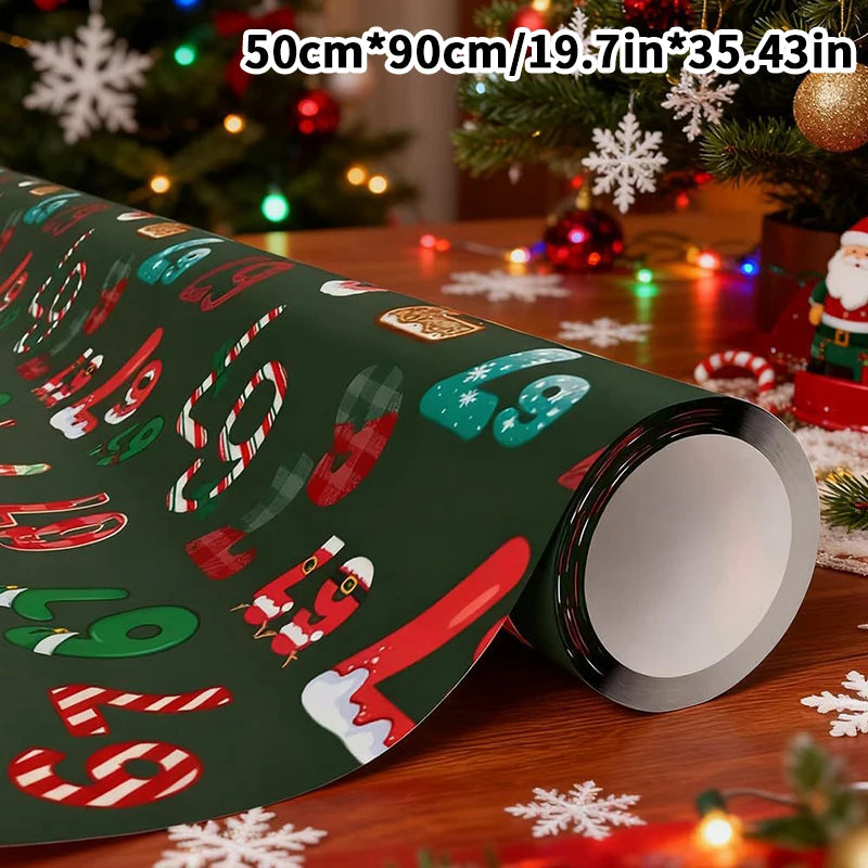 Cheerful Santa 67 Christmas Wrapping Paper, 6 7 Kids' Holiday Wrap, 67 Funny Gift Paper