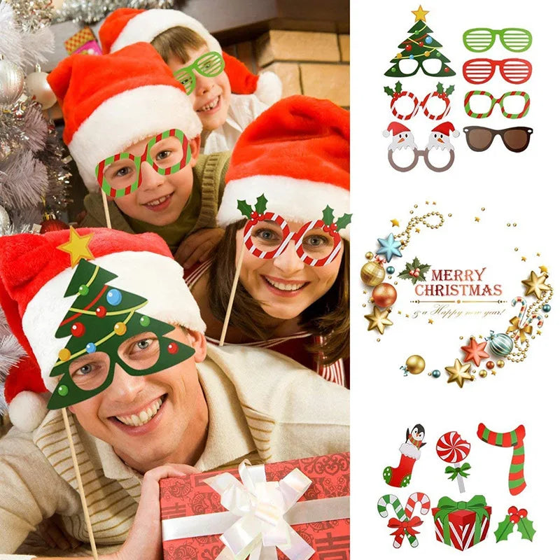 Christmas Decorations Props Cute Santa Claus Xmas Tree Elk Paper Photo Prop New Year Christmas Navidad Children's Gift Accessory