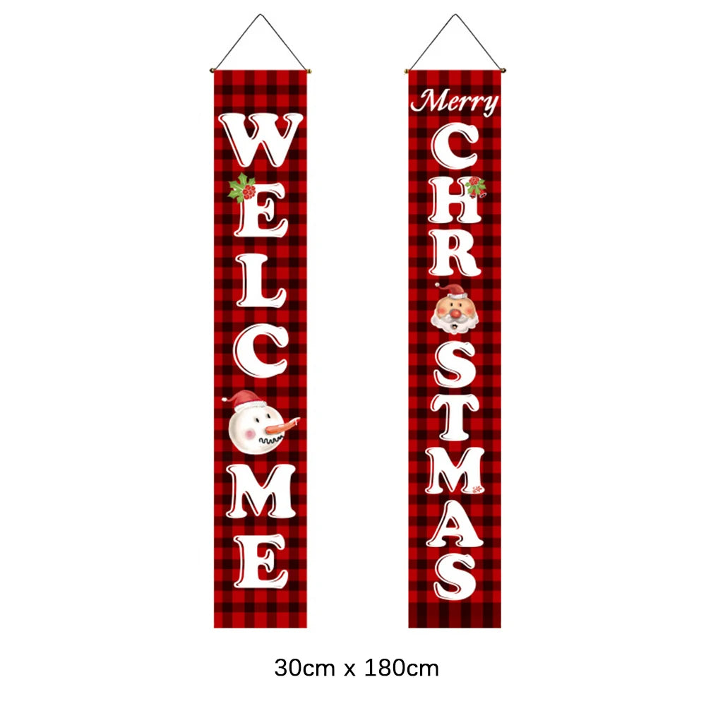 Christmas Door Decoration Merry Christmas Snowman Santa Banner Xmas Hanging Ornament Decoration for Home Happy New Year 2023