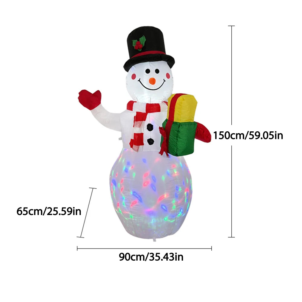 1.8m Christmas Inflatable Snowman Airblown Decor with LED Light Christmas Outdoor Courtyard Garden Doorway Ornaments Party Props