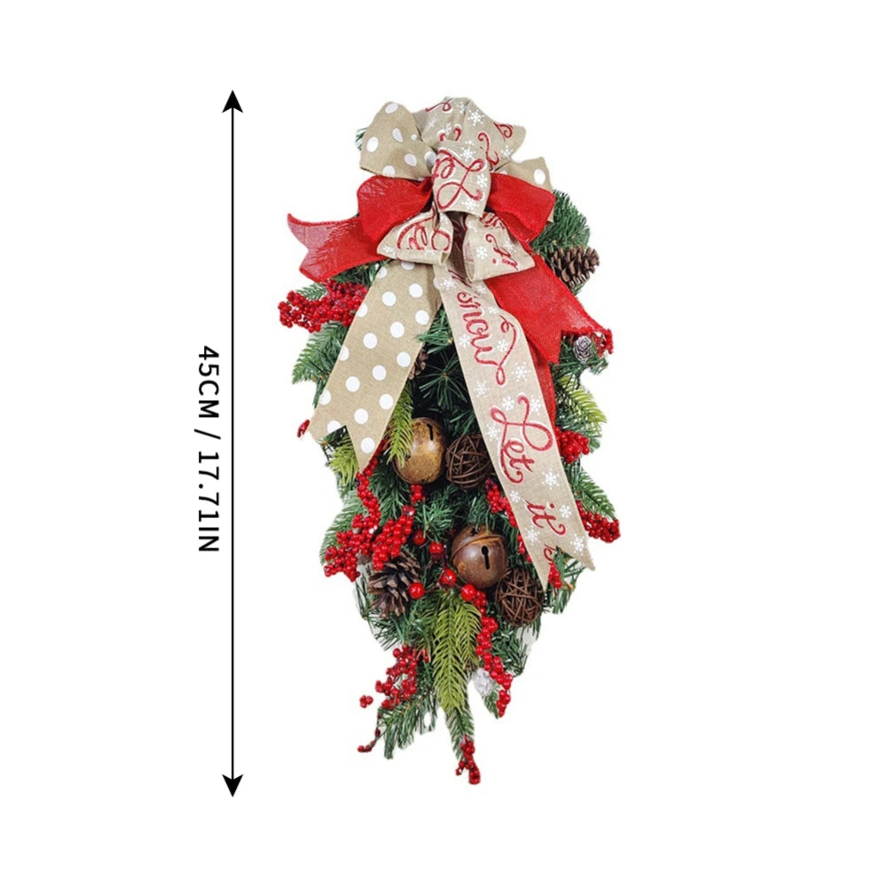 Christmas Wreath Retro Bells Artificial Wreath 45cm Window Wall Front Door Hanging Garlands Rattan Home Christmas Decorations