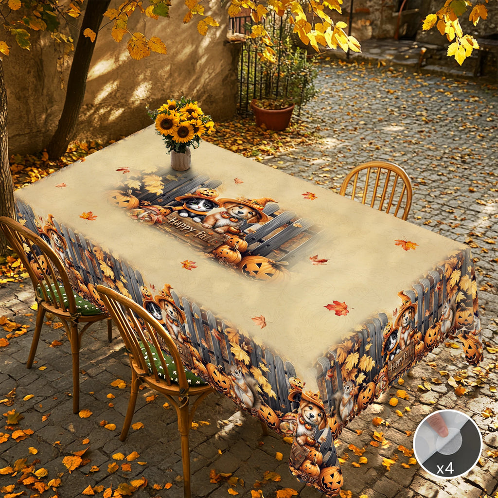 1 Piece of Autum Thanksgiving Themed Printed Tablecloth, Retro Country Farmhouse, Pumpkin Pattern