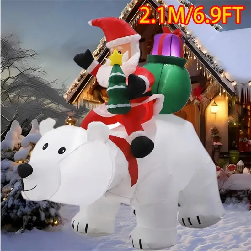 Christmas Inflatable Style Decoration Built-in LED Lights Inflatable Model Outdoor Ornament Xmas Party New Year Garden Decor