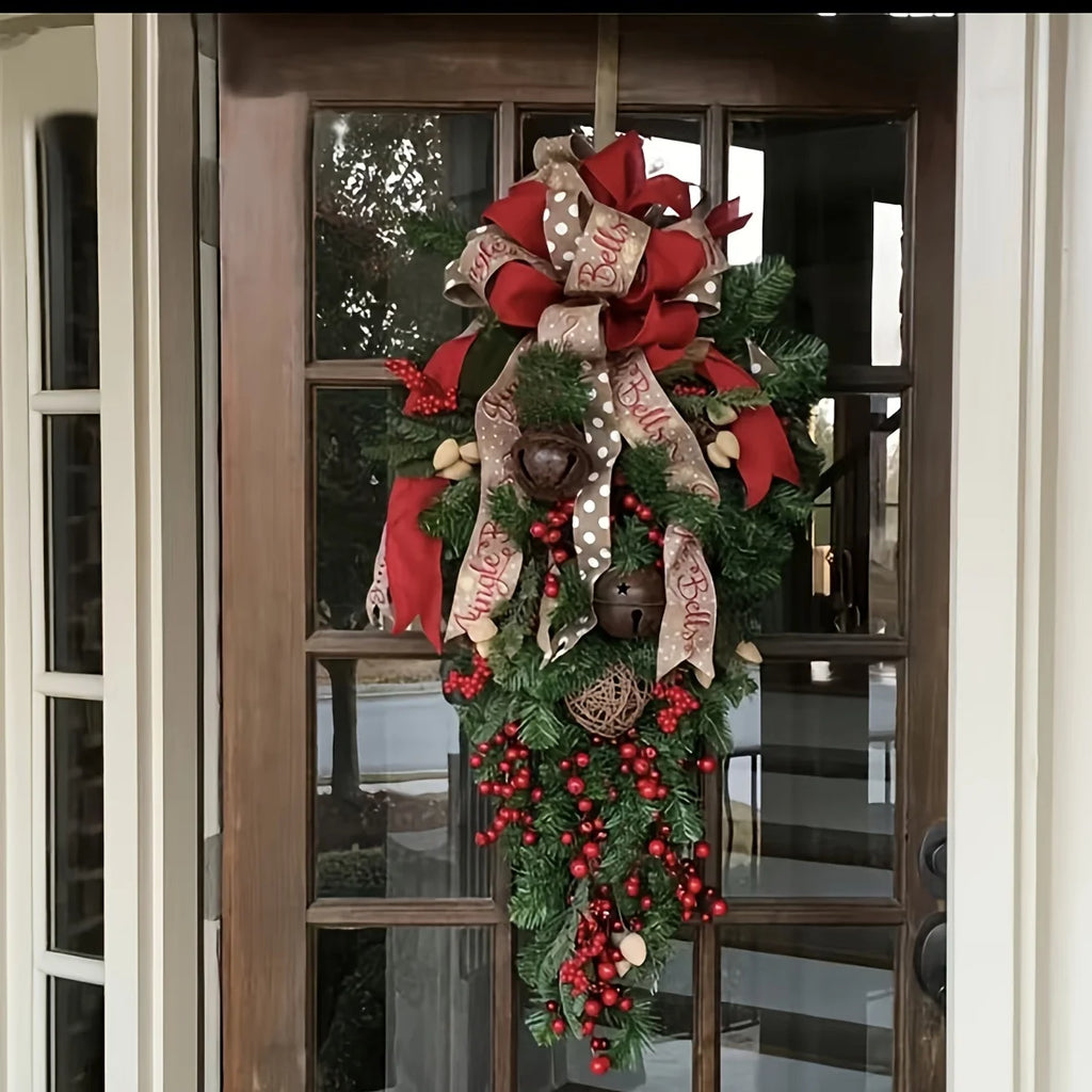 Christmas Door Hanging Garland Decoration Christmas Wreath Home Party Garland Christmas Flowers Window Deco Craft New Year