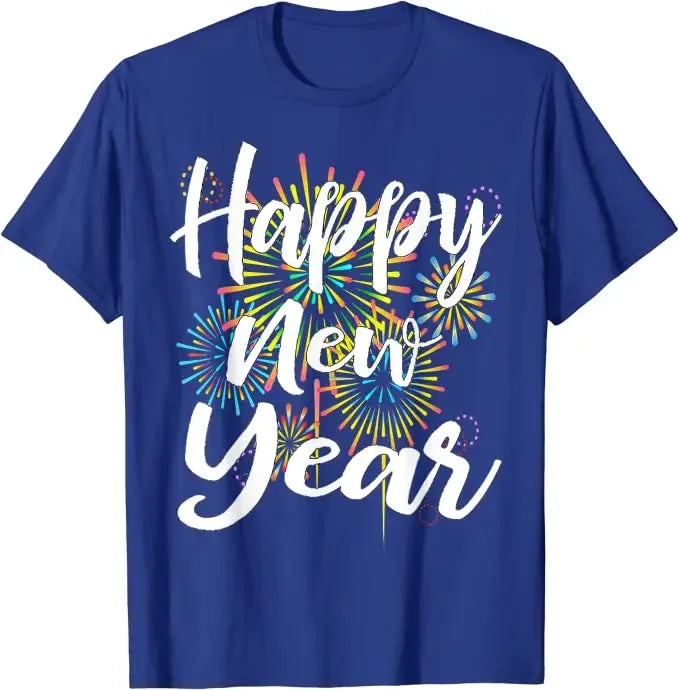 New Years Eve Happy New Year 2025 Gift Fireworks T-Shirt for Women Men Family Matching Outfits Cute Present Aesthetic Clothes