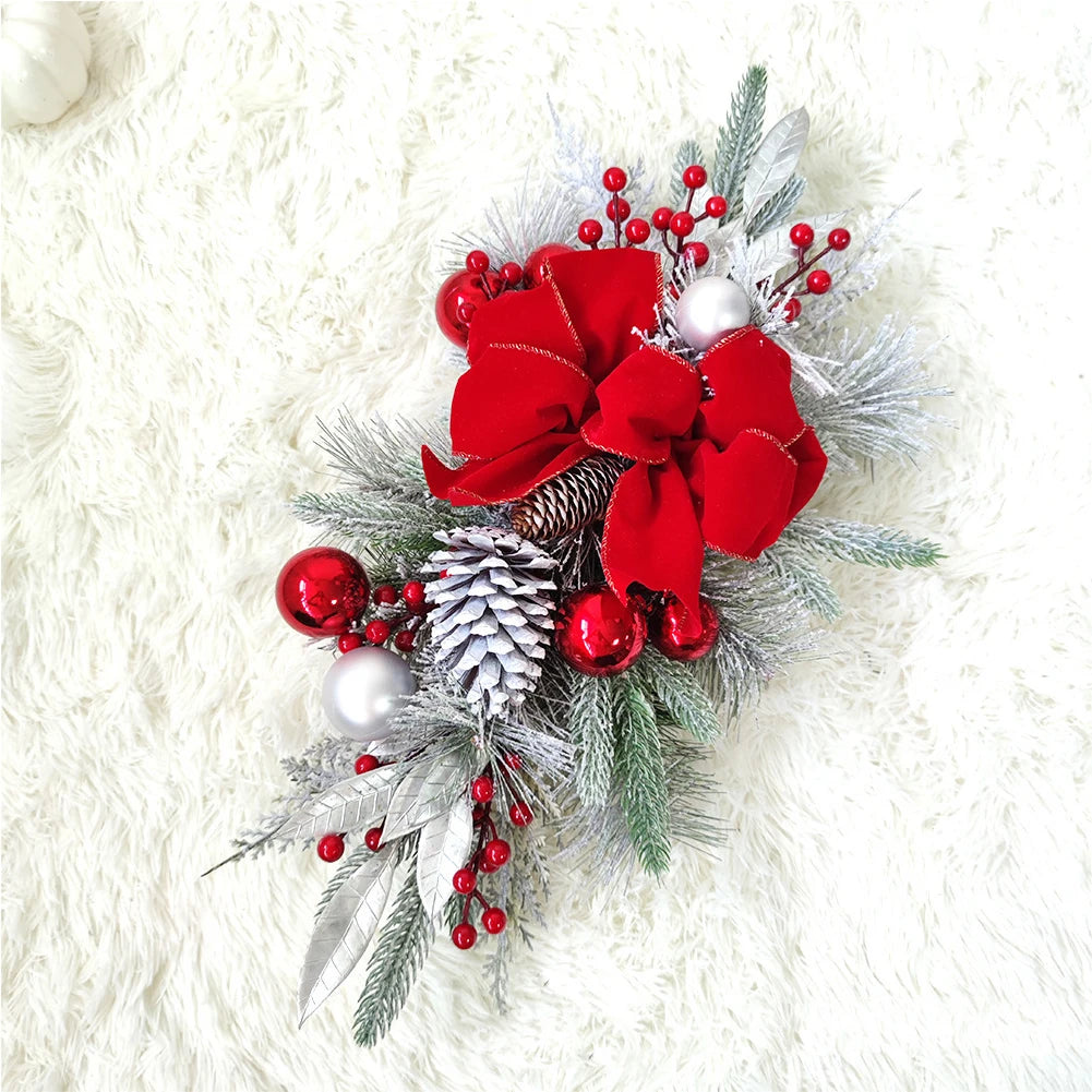 Red Christmas Wreath Home Atmosphere Decorative Garland Stair Decoration Holiday Wreath Home Door Window Decoration Accessories