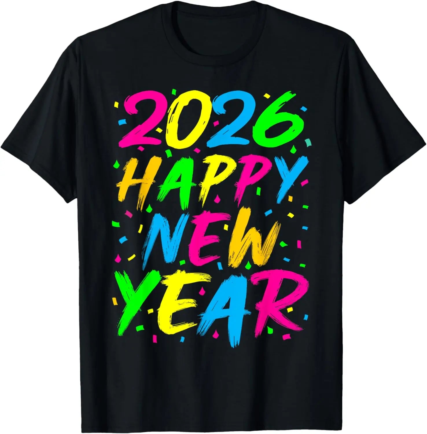 Happy New Year 2026! Family celebration event. New Year's Eve party. T-shirt, short-sleeved, round-neck, comfortable clothing.
