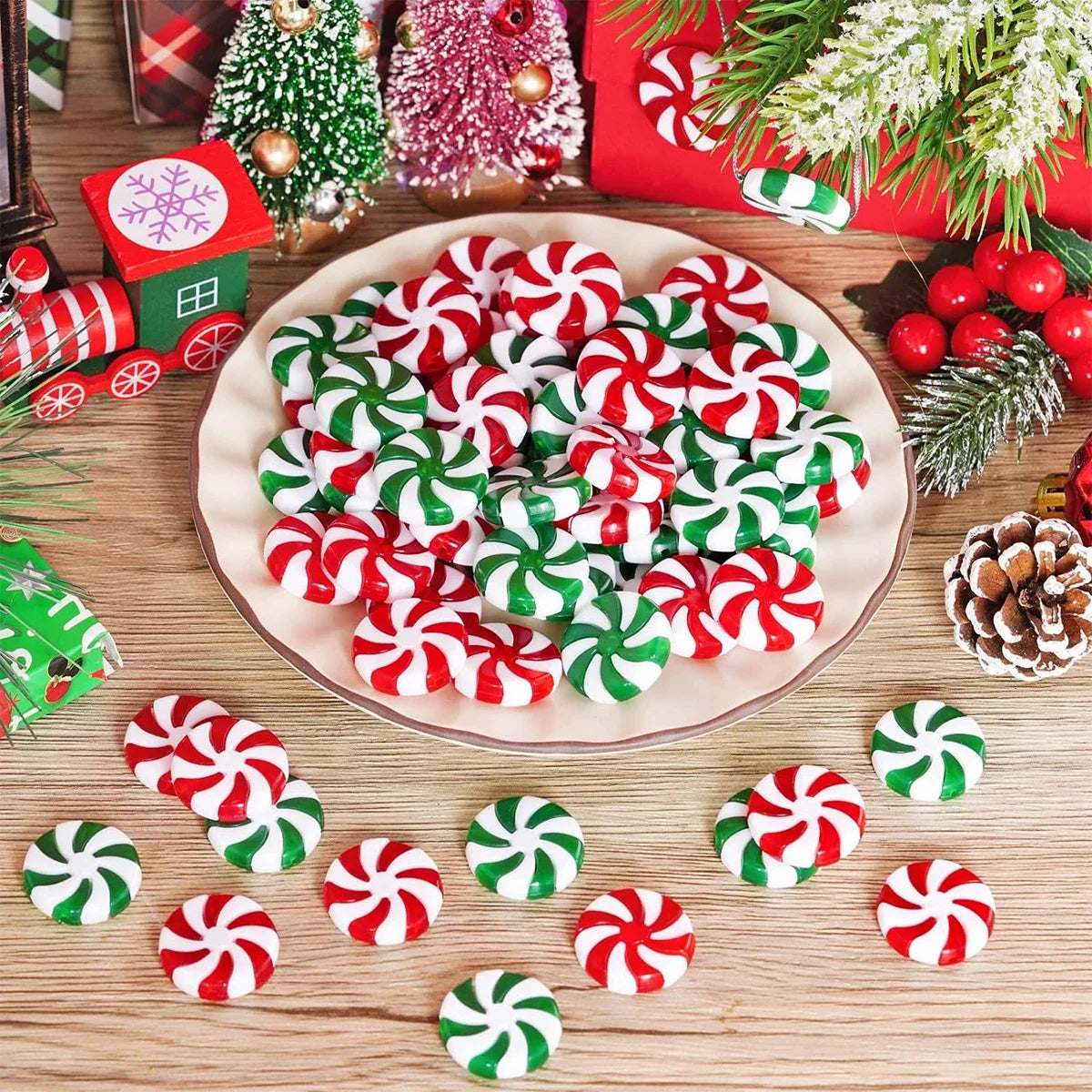 Christmas Decorations 2024 Plastic Christmas Candy Hanging Ornaments for Home Party Xmas Tree Decors New Year Navidad Supplies