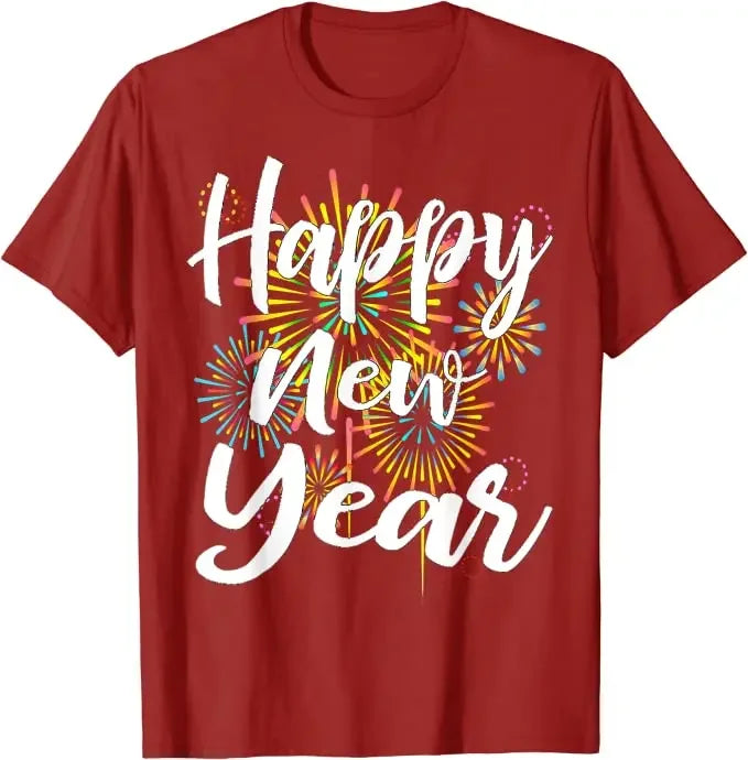 New Years Eve Happy New Year 2025 Gift Fireworks T-Shirt for Women Men Family Matching Outfits Cute Present Aesthetic Clothes