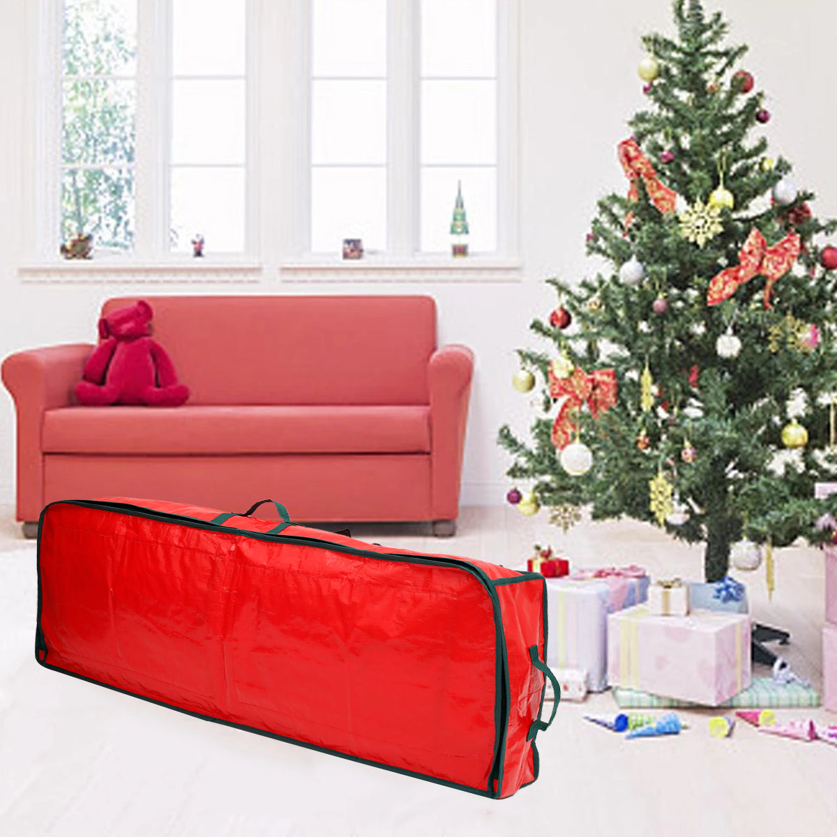 Christmas Wrapping Paper Storage Organizer 40" Durable 600D Oxford Fabric Gift Wrap Storage Bag Fits Ribbon Ornaments Holiday