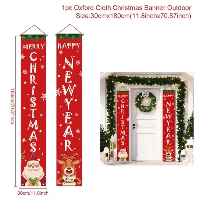 Christmas Hanging Door Banner Merry Christmas Decorations for Home Xmas Navidad Noel Natal Door Decor Happy New Year Gifts 2025