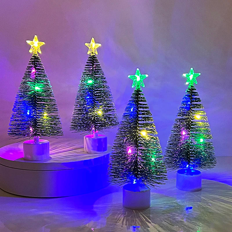 3/1pcs Luminous Christmas Tree Mini Desktop Ornaments Xmas Home Decoration New Year Christmas Party Gifts Supplies Random Color