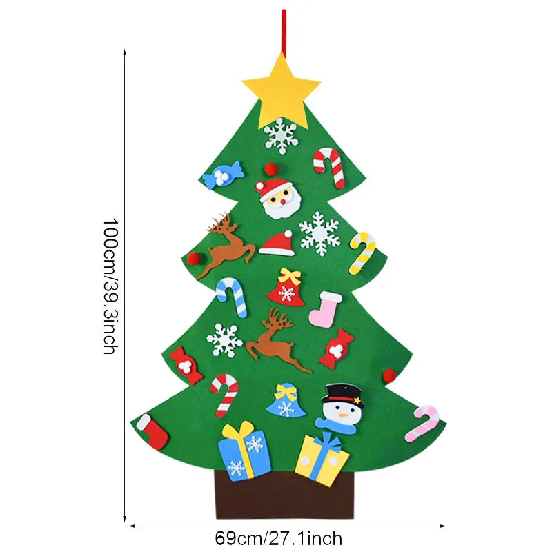 DIY Felt Christmas Tree Christmas Decoration for Home Navidad 2022 New Year Christmas Ornaments Santa Claus Xmas Kids Gifts