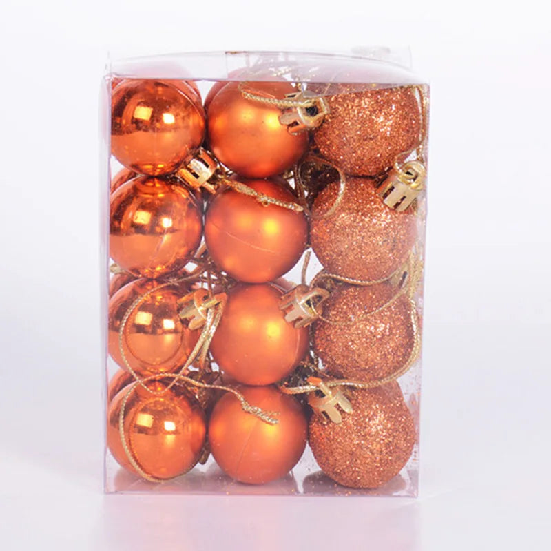 Christmas Ball Ornaments 24PCS Tree Decorations Hanging Red Plastic Pendant For Holiday Wedding Party Holiday Seasonal Supplies